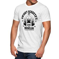 Dwight Schrute's Gym for Muscles Office Meme Weißes Herren T-Shirt mit V-Ausschnitt Size M von Trend Creators