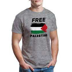 Free Palestine Flag Free Gaza Palestinian Grau T-Shirt für Herren Size L von Trend Creators