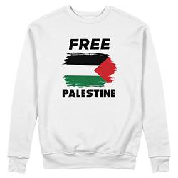 Free Palestine Flag Free Gaza Palestinian Weißer Unisex Pullover Sweatshirt Size M von Trend Creators