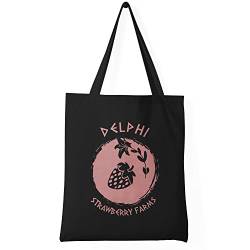 Trend Creators Delphi Strawberry Farms Percy Jackson Inspired Schwarze Einkaufstasche aus Segeltuch von Trend Creators