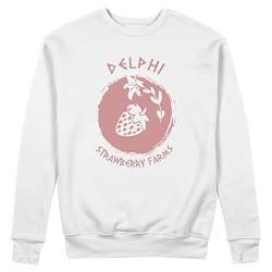 Trend Creators Delphi Strawberry Farms Percy Jackson Inspired Weißer Unisex Pullover Sweatshirt Size M von Trend Creators