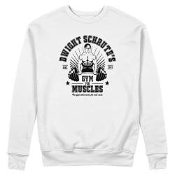 Trend Creators Dwight Schrute's Gym for Muscles Office Meme Weißer Unisex Pullover Sweatshirt Size XL von Trend Creators