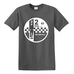 2 Tone Records The Specials Retro Musik T-Shirt SKA Northern Soul Reggae Top, Kohle T-Shirt Weiß Druck, M von Trend Gear