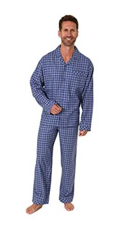 Herren Flanell Pyjama Schlafanzug zum durchknöpfen - auch in Übergrössen - 222 101 15 851, Farbe:blau, Größe:50 von Trend by Normann