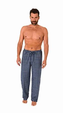 Herren Flanell Schlafanzug Pyjama Hose lang in Karo Optik aus Baumwolle - 222 122 15 870, Farbe:Marine, Größe:52 von Trend by Normann