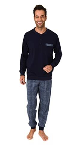 Herren Pyjama Schlafanzug mit Bündchen und Karierter Jersey Hose -122 101 10 701, Farbe:dunkelgrau, Größe:50 von Trend by Normann
