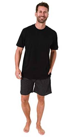 Herren Pyjama Shorty Schlafanzug Kurzarm mit Karierter Webshorts - 65349, Farbe:schwarz, Größe:54 von Trend by Normann