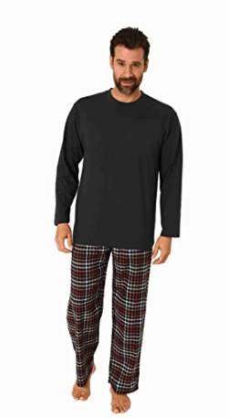 Herren Schlafanzug Pyjama Langarm mit Flanell Hose, Oberteil unifarben - 222 101 10 872, Farbe:dunkelgrau, Größe:54 von Trend by Normann
