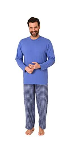 Herren Schlafanzug Pyjama lang mit Flanell Hose - auch in Übergrößen - 222 101 10 851, Farbe:blau, Größe:50 von Trend by Normann