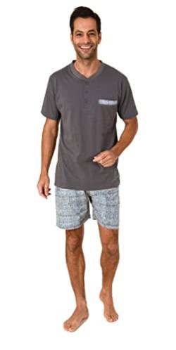 Herren Shorty Pyjama Kurzarm Schlafanzug mit Karierter Jersey Hose -122 105 10 701, Farbe:Marine, Größe:50 von Trend by Normann