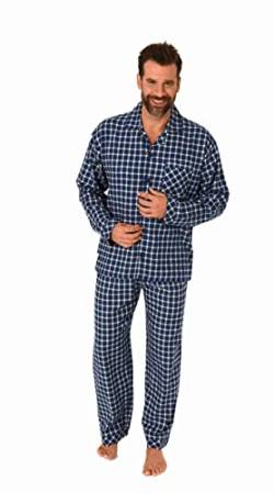 Trend by Normann Herren Flanell Pyjama Langarm Schlafanzug zum durchknöpfen - 222 101 15 870, Farbe:Navy, Größe:52 von Trend by Normann