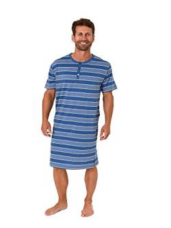 Trend by Normann Herren Nachthemd Kurzarm in lässiger Streifenoptik mit Knopfleiste 62710, Größe2:48, Farbe:blau-Melange von Trend by Normann