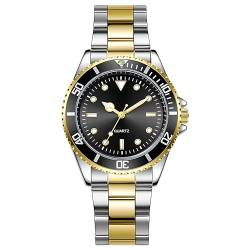 TrendClub100 Edelstahl Armbanduhr Quartz Uhr Wasserdicht für Herren (Schwarz-Gold) von TrendClub100
