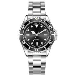 TrendClub100 Edelstahl Armbanduhr Quartz Uhr Wasserdicht für Herren (Schwarz-Silber) von TrendClub100