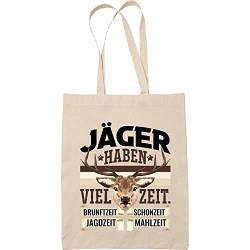 Trendation - Jäger Haben Viel Zeit Stoffbeutel Geschenk für Jäger Becher Männer Spruch Jagd Jagen Tragetasche (Schmal) von Trendation