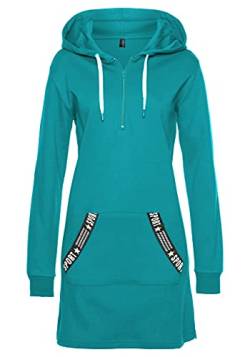 TrendiMax Damen Hoodie Kleid Herbst Langarm Sweatshirts Kapuzenpullover Streetwear Jumper Pullover Mini Kleider, Dunkel Stahlblau, M von TrendiMax