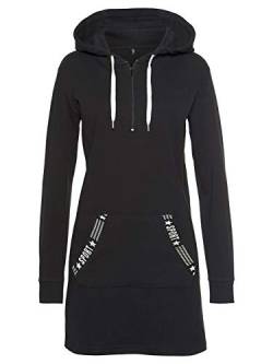 TrendiMax Damen Hoodie Kleid Herbst Langarm Sweatshirts Kapuzenpullover Streetwear Jumper Pullover Mini Kleider, Schwarz, XL von TrendiMax