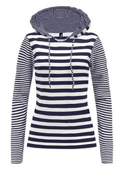 TrendiMax Damen Kapuzenpullover Sweatshirts Gestreift Hoodie Pulli Langarm Pullover 100% Baumwolle, Blau, S von TrendiMax