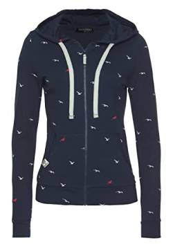 TrendiMax Damen Sweatshirt Zip Jacke mit Kapuze Sweatjacke Kapuzenjacke Allover Druck, Blau, L von TrendiMax