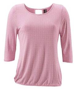 TrendiMax Damen T-Shirt Kurzarm Blusen Shirt mit Allover-Minimal Print Lose Stretch Casual Oberteil Basic Tops, Rosa, XXL von TrendiMax