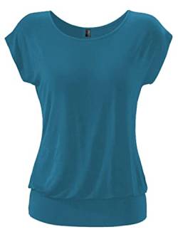 TrendiMax Damen T-Shirt Kurzarm Sommer Shirt Allover Druck Strech Bluse Casual Oberteil Basic Tops, Dickgrün, XXL von TrendiMax