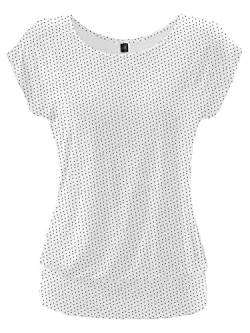 TrendiMax Damen T-Shirt Kurzarm Sommer Shirt Allover Druck Strech Bluse Casual Oberteil Basic Tops, Weiß Punkte, L von TrendiMax