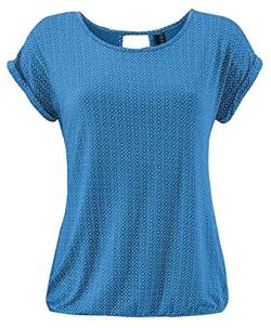 TrendiMax Damen T-Shirt Kurzarm Sommer Shirt mit Allover-Minimal Print Causal Oberteil Bluse Tops, Blau, M von TrendiMax