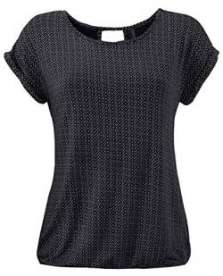 TrendiMax Damen T-Shirt Kurzarm Sommer Shirt mit Allover-Minimal Print Causal Oberteil Bluse Tops, Schwarz, XXL von TrendiMax