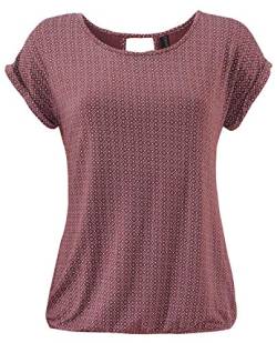 TrendiMax Damen T-Shirt Kurzarm Sommer Shirt mit Allover-Minimal Print Causal Oberteil Bluse Tops, Weinrot, L von TrendiMax