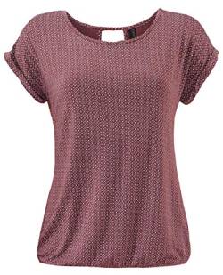 TrendiMax Damen T-Shirt Kurzarm Sommer Shirt mit Allover-Minimal Print Causal Oberteil Bluse Tops, Weinrot, M von TrendiMax