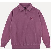 Trendsplant Rundhalspullover Sauce Loopback Pigment Dyed Half Zip Sweater Garnacha Red von Trendsplant