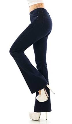 Trendstylez Damen Flare Cut Bootcut Schlag Stretch Jeans Hose darkblue J1632-7 Größe 38 von Trendstylez