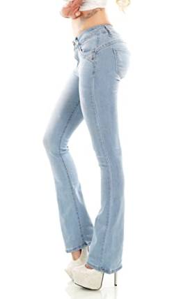 Trendstylez Damen Middle Waist Stretch Bootcut Schlag Jeans Hose Ice Blue J666-5B Größe 40 von Trendstylez