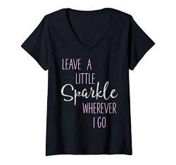 Damen Trendy Leave A Little Sparkle Wherever I Go T-Shirt mit V-Ausschnitt von Trendy Apparel