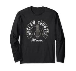 Outlaw Country Music Guitar Outline Langarmshirt von Trendy Apparel