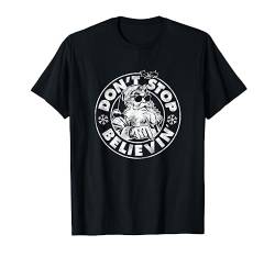 Weihnachten Don’t Stop Believin’ Cool Santa Distressed T-Shirt von Trendy Apparel