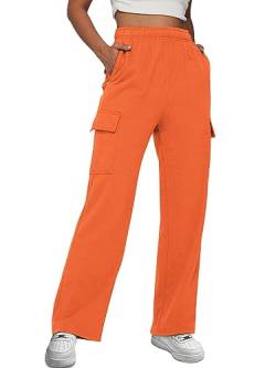 Trendy Queen Cargo Jogginghose für Frauen Y2k Freizeitkleidung 2023, Orange/Abendrot im Zickzackmuster (Sunset Chevron), S von Trendy Queen