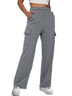 Trendy Queen Cargo Jogginghose für Frauen Y2k Freizeitkleidung 2023, Schwarz/Grau, S von Trendy Queen