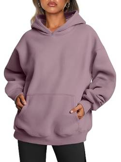 Trendy Queen Damen Oversized Hoodies Fleece Sweatshirts Langarm Pullover Herbst Kleidung mit Tasche, Muskatnuss, XL von Trendy Queen