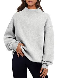 Trendy Queen Damen Oversized Sweatshirts Rollkragenpullover Langarm Hoodies Tops Herbst Outfits 2023 Kleidung, GRAU, XL von Trendy Queen