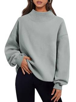 Trendy Queen Damen Oversized Sweatshirts Rollkragenpullover Langarm Hoodies Tops Herbst Outfits 2023 Kleidung, Graugrün, M von Trendy Queen