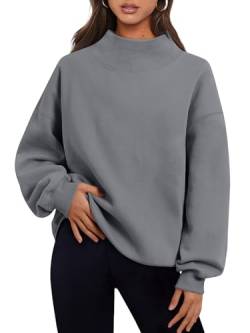 Trendy Queen Damen Oversized Sweatshirts Rollkragenpullover Langarm Hoodies Tops Herbst Outfits 2023 Kleidung, Lightgrey, L von Trendy Queen