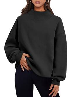 Trendy Queen Damen Oversized Sweatshirts Rollkragenpullover Langarm Hoodies Tops Herbst Outfits 2023 Kleidung, Schwarz, M von Trendy Queen