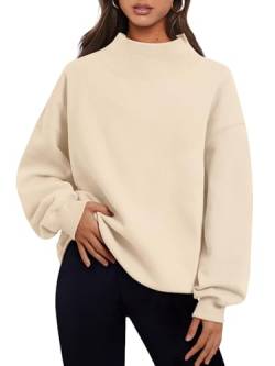 Trendy Queen Damen Oversized Sweatshirts Rollkragenpullover Langarm Hoodies Tops Herbst Outfits 2023 Kleidung, aprikose, L von Trendy Queen
