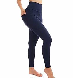 TrendyFashion Damen-Leggings mit hoher Taille, weiche Baumwolle, marineblau, Sport-Yoga-Leggings, navy, 50 von TrendyFashion