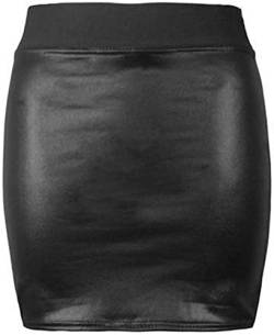 TrendyFashion Damen Minirock mit elastischem Taillenbund, Wetlook, PVC, glänzend, kurz, lässig, Party, Minirock mit Gummizug in der Taille, 46-48 von TrendyFashion