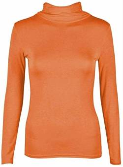 TrendyFashion Damen Rollkragenpullover, Stretch, Lange Ärmel, einfarbiges Oberteil Gr. 34-36, Orange von TrendyFashion