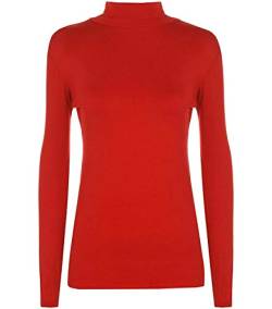 TrendyFashion Damen Rollkragenpullover, Stretch, Lange Ärmel, einfarbiges Oberteil Gr. 34-36, rot von TrendyFashion
