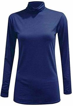 TrendyFashion Damen Rollkragenpullover, Stretch, Lange Ärmel, einfarbiges Oberteil Gr. 38-40, Navy von TrendyFashion