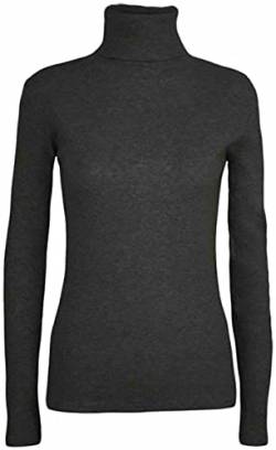 TrendyFashion Damen Rollkragenpullover, Stretch, Lange Ärmel, einfarbiges Oberteil Gr. 38-40, anthrazit von TrendyFashion